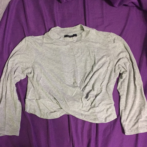 Forever 21 Tops - Grey Forearm sleeved high neck crop top